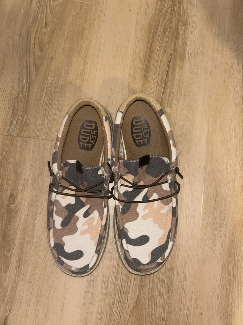 Hey Dude Camouflage Canvas Slip-On Sandals in Tan, Brown, Gray